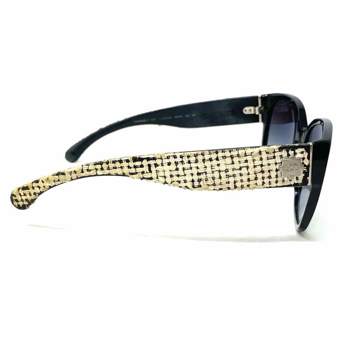 Chanel 5237 Black White Square Tweed Sunglasses
