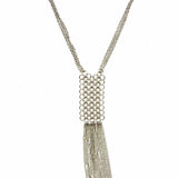 Statement Silver tone Tassel 28" Chainmail Necklace