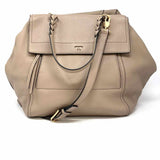 Tory Burch Half Moon French Gray Taupe Pebbled Leather Satchel