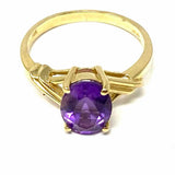 Estate size 7 10K Gold Purple Oval Twisted Amethyst Ring