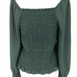 Madewell Women's Forest Green Size M balloon sleeve Smocked Long Sleeve