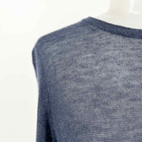 Theory Women's Navy Size S/P Crew Linen Blend Lightweight Sweater
