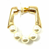 Natasha Ivory Gold Tone Hoop Faux Pearl Earrings