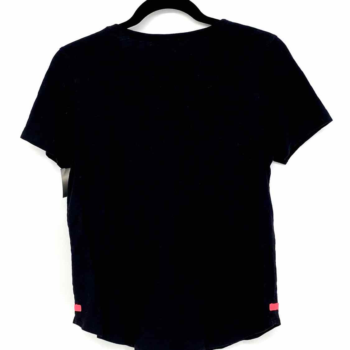 Lisa Todd 2 heart stripe pocket Women's Black Size XS Short Sleeve Top