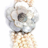 Cream Multi-strand Flower Pearl Necklace