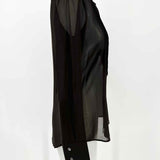 Theory Women's Brown Size S Button Down Silk Blend Ruffled Long Sleeve