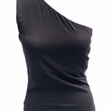 CUYANA Women's Black Size S One Shoulder Sleeveless