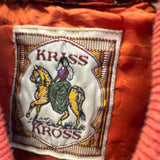 Kriss Kross Women's Red Black Size M Bomber Silk Abstract Jacket