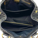 miu miu 2000's Matelasse Shopping Black pleated Leather Tote