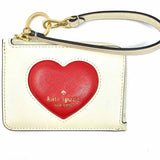 Kate Spade Madison Puffy Cream Zip Around Heart Saffiano Leather Wristlet