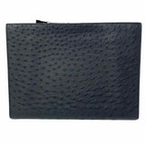 Bottega Veneta Laptop Case Black Zip Around Ostrich Made in Italy Clutch