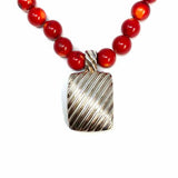 Simon Sebbag 925 Sterling Silver Red Beaded 20" Pendant Necklace