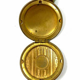Estate Bronze Tone Locket 16" Necklace w/ 14K GF Elka Chain