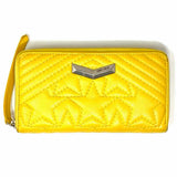 JIMMY CHOO Nefer Yellow Zip-Around Quilted Wallet