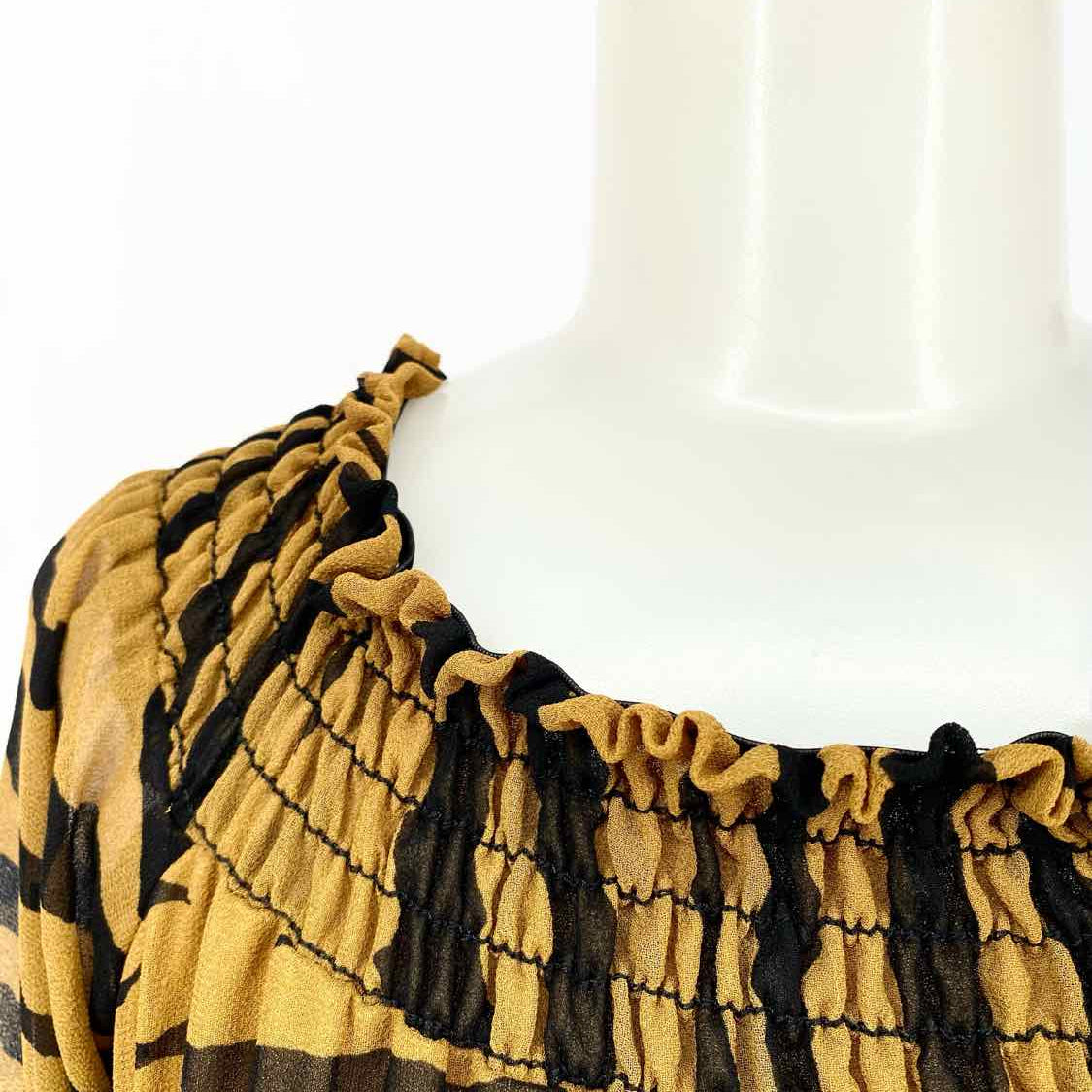 Show Me Your Mumu Women's Ochre Brown Black Size M Off The Shoulder Dress
