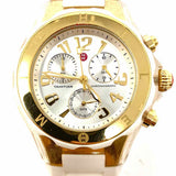 Michelle Stainless Steel White Gold Tone 9" Silicon Band Watch
