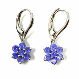 Angara 14K White Gold Purple Dangle 1" Floral Blue Tanzanite Earrings