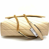 Tory Burch Kira Beige Flap Quilted Leather Shoulder Bag