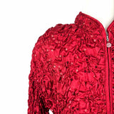 MSK Evening Women's Red Size M Zip Satin Sequined Crinkle Jacket