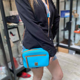 Dooney & Bourke Camera Zip Leather Aqua Rectangle Crossbody