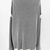 Vince Women's Navy White Size XL Boatneck Cotton Honeycomb Sweater
