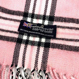 Cashmere Collection Acrylic Pink Long Plaid Scarf