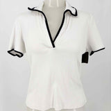 VERONICA BEARD Kearney Women's White Size M Contrast Polos
