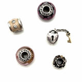 PANDORA 925 Sterling Silver Murano Glass 5 Piece Multi-Color Charm Jewelry Set