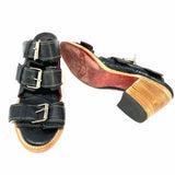 Freebird Quincy Women's Black Size 7 Block Heel Leather Buckle Sandals