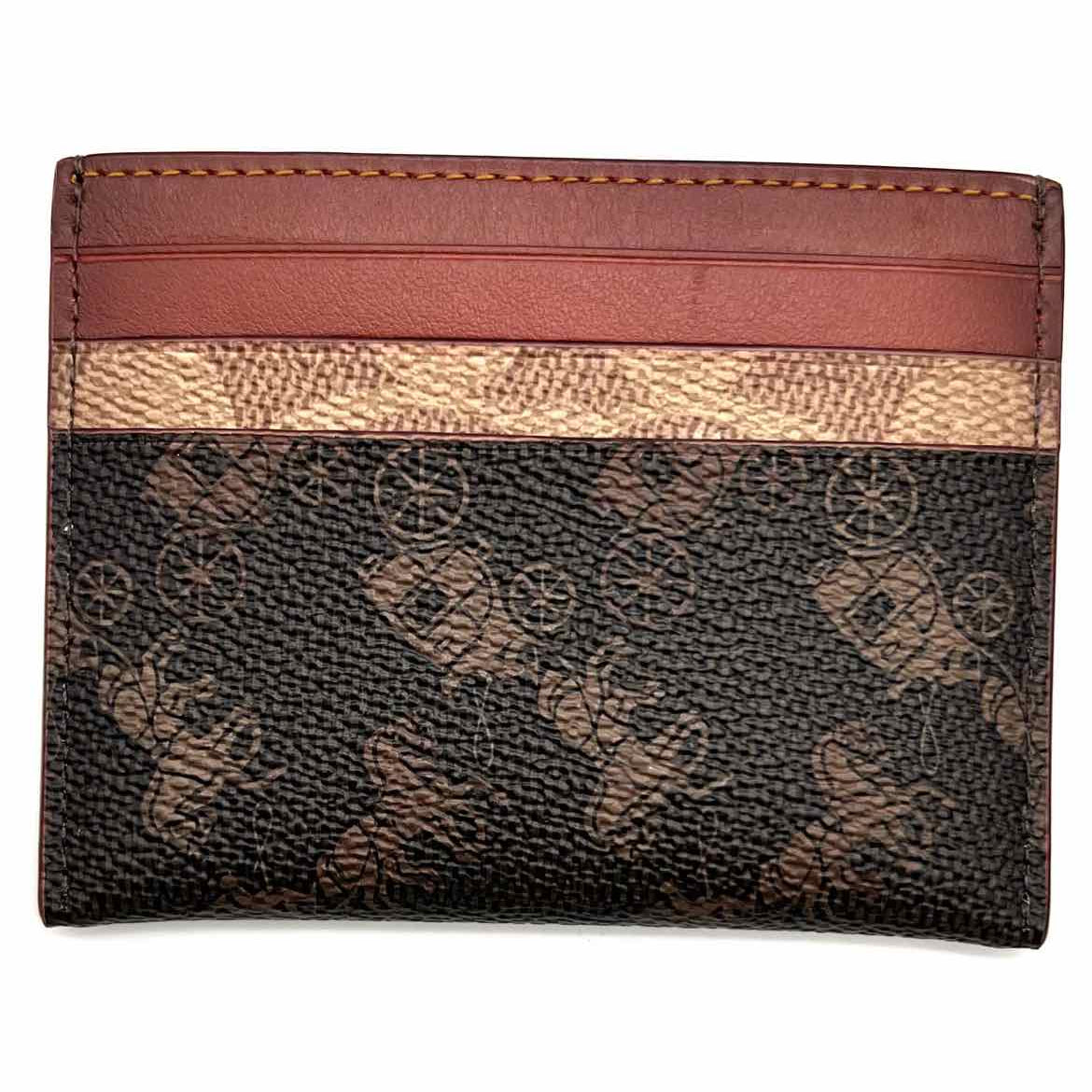 Coach Coated Canvas Brown Card Case Horse & Carriage Wallet