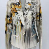 Cartise Women's White Gray Size 6 Floral Blazer