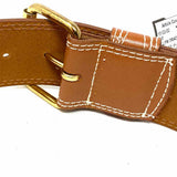 ELLEN TRACY Brown Contrast Stitching Leather Belt