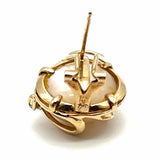 Estate 14K Yellow Gold White Stud Abstract Pearl Diamond Earrings