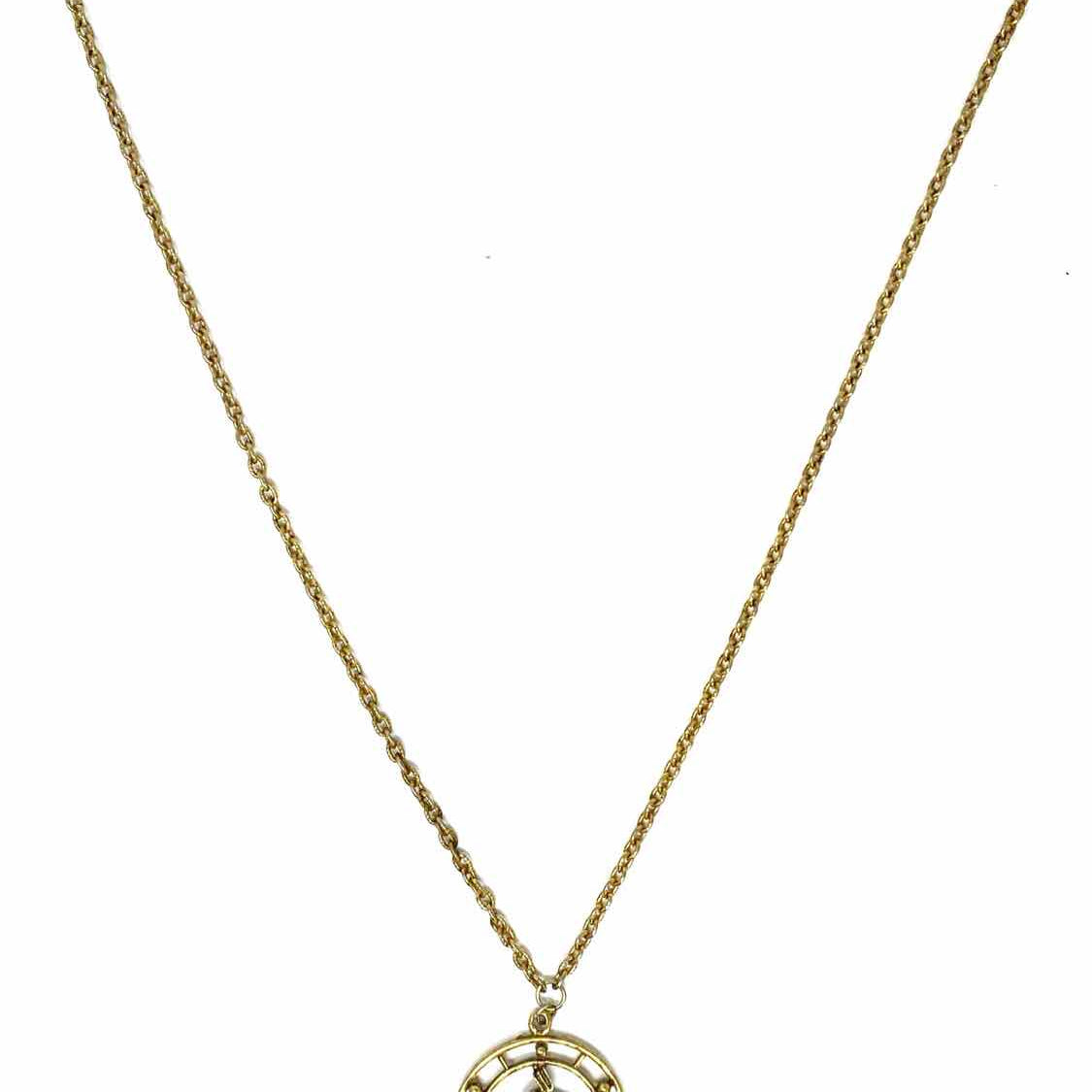 Celebrity NY Aquarius Gold Tone Pendant Medallion Necklace