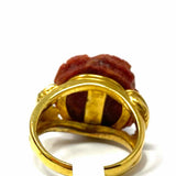 Estate 7 .925 Sterling Red Gold Tone Rose Coral Ring