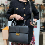 DKNY Brynn Black Top Handle Leather Satchel