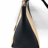 LOUIS VUITTON 2017 LockMe Cabas Black Beige Turnlock Color Block Leather Tote