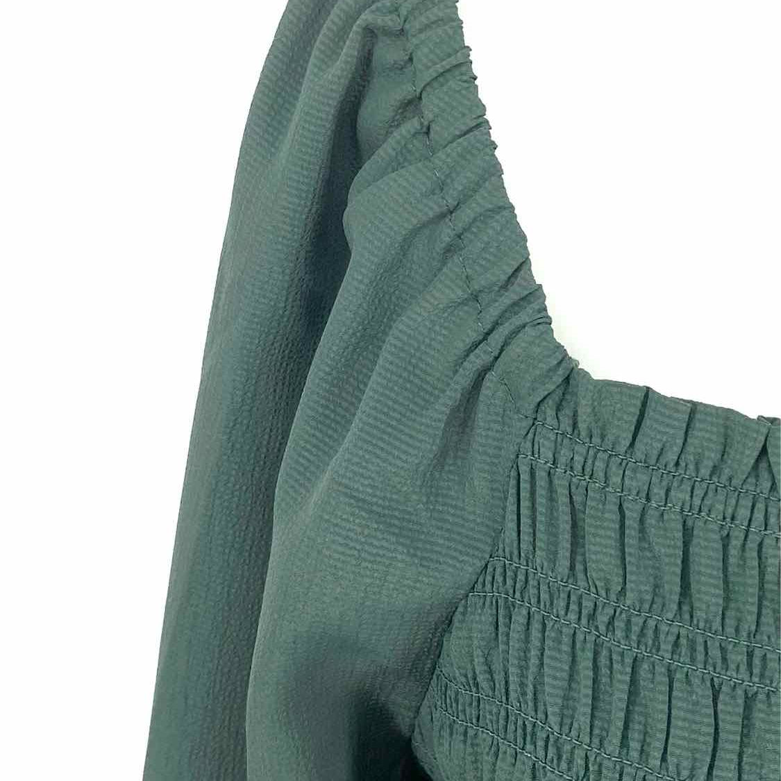 Madewell Women's Forest Green Size M balloon sleeve Smocked Long Sleeve