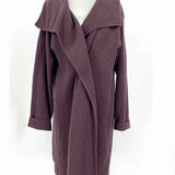 Eileen Fisher Women's Plum Size L Open Front Wool Knit heather Cardigan