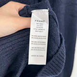 FRAME Men's Black Navy Size M Crew Wool Blend Color Block Sweater