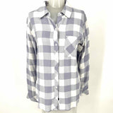 Rails Women's White Purple Size S Button Down Flannel Gingham Long Sleeve