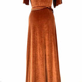 BALTIC BORN Women's Orange Size M Wrap Velvet Dress