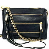 REBECCA MINKOFF Mini 5 Zip Black Zip Leather Crossbody
