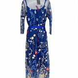 Bacanara Women's Navy Blue Size L/XL Mesh Embroidered Dress