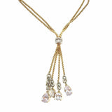 Statement Gold Tone Drawstring Crystal Necklace