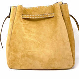 Tory Burch Romy Pick Stitch Large Bucket Bag Beige Suede Bucket Bag