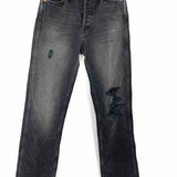 REDONE High Rise Loose Women's Black Size 26 Distressed Straight Leg Jeans