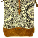 Myra Bags Canvas Gray Beige Abstract BackPack