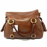 Dooney & Bourke Florentine Brown Zip Tassel Pebbled Leather Satchel