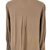 Eileen Fisher Women's Light Brown Size XXS Button Down Silk Long Sleeve